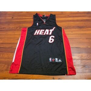 Adidas Miami Heat LeBron James 6 Jersey Mens Black NBA Basketball Size 48 Large